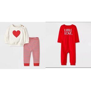Cat & Jack Baby Girl Heart sweatshirt & sweatpants & Little Love Onesie 3-6M NWT